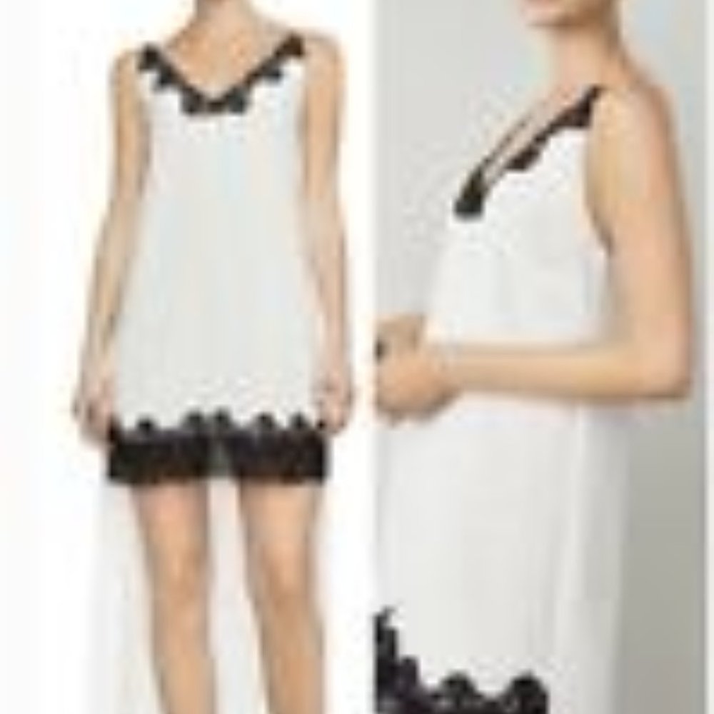 BCBGMAXAZRIA WOMENS LAKE LACE -TRIM HIGH AND LOW DRESS SIZE L. NWT